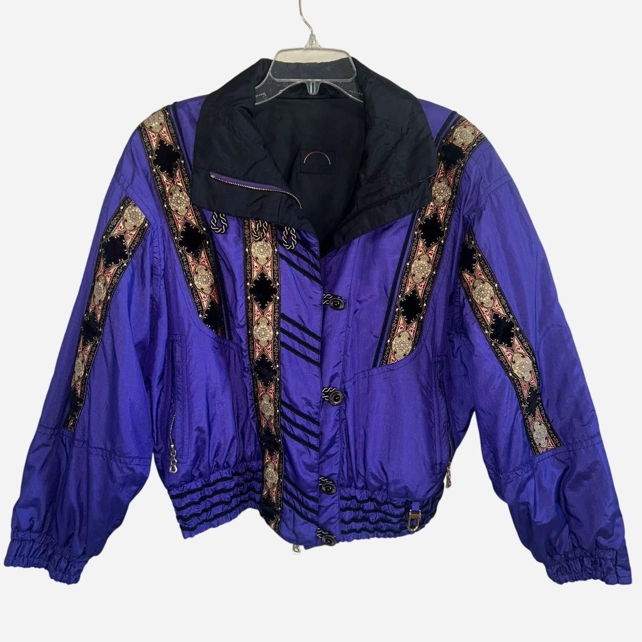 Bogner Purple Embroidered Bomber Jacket Women Short Ski 90s Vintage, Size M